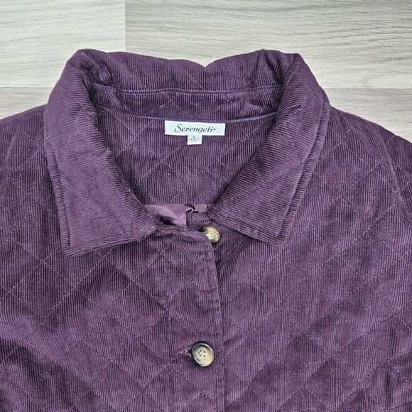 SERENGETI Womens Purple Corduroy Button Jacket Large - Picture 4 of 9